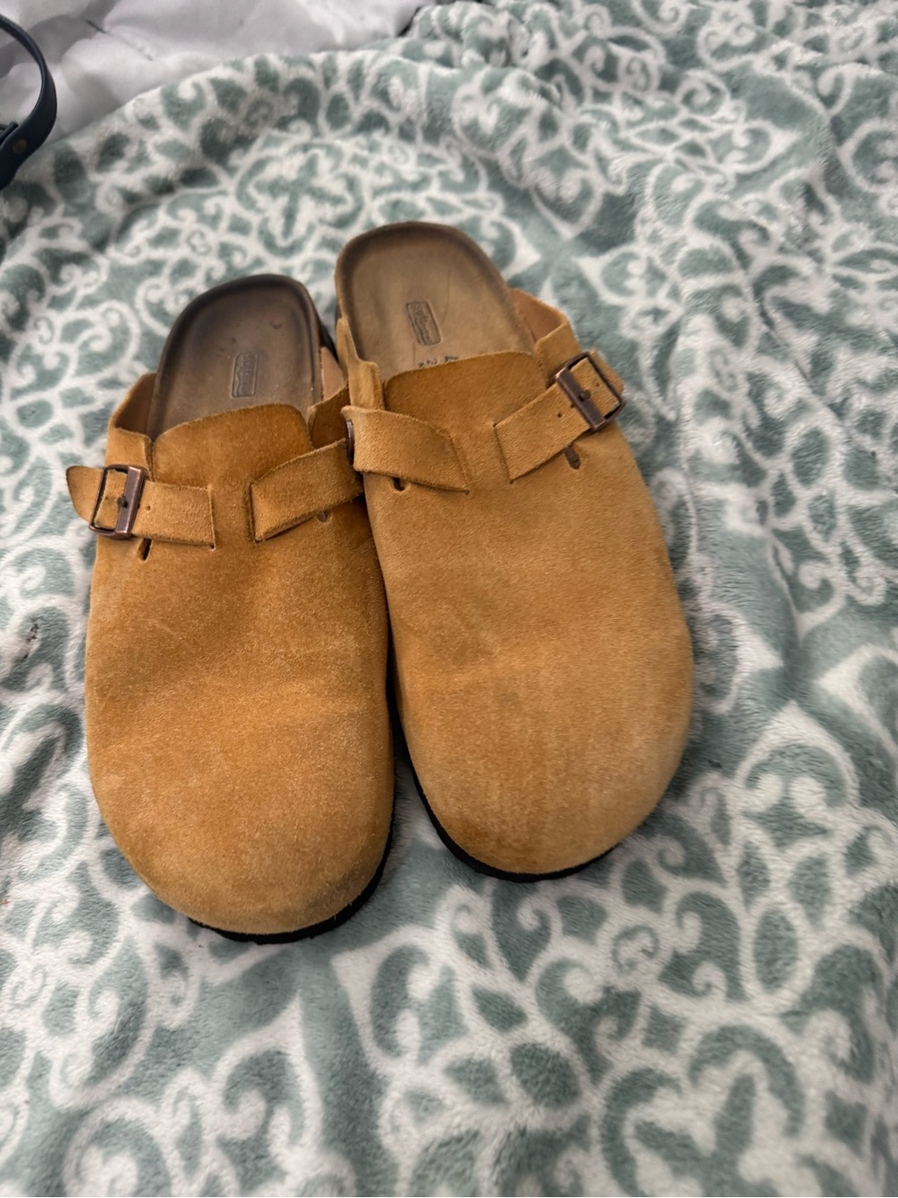 Birkenstock Brown Suede Boston Clogs - Picture 3 of 8